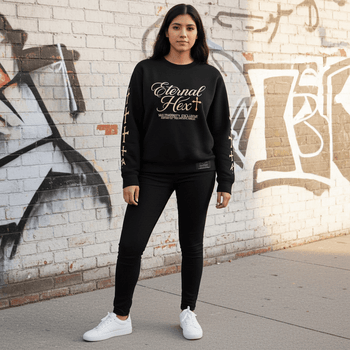 Nyrah Hex glitchwear streetwear collection - Multiversity gold mode apparel