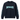 Front view of Dripwalker Sweatshirt in navy with cyan glitch text and sleeve graphics