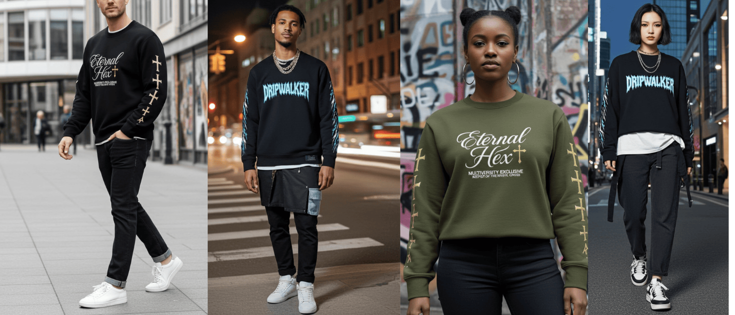 AI streetwear brand glitchwear fashion by Multiversity