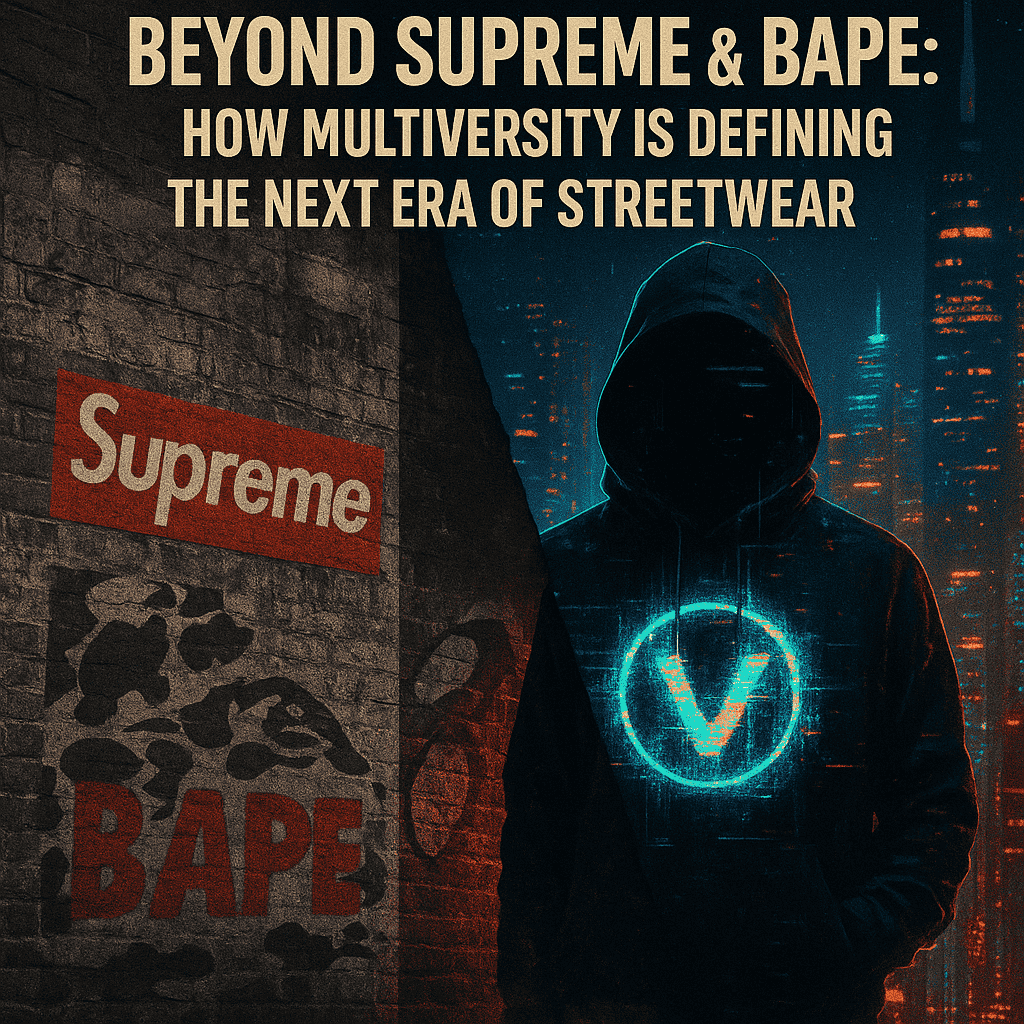 Timeline image showing Supreme, BAPE, and Multiversity as evolution of streetwear.