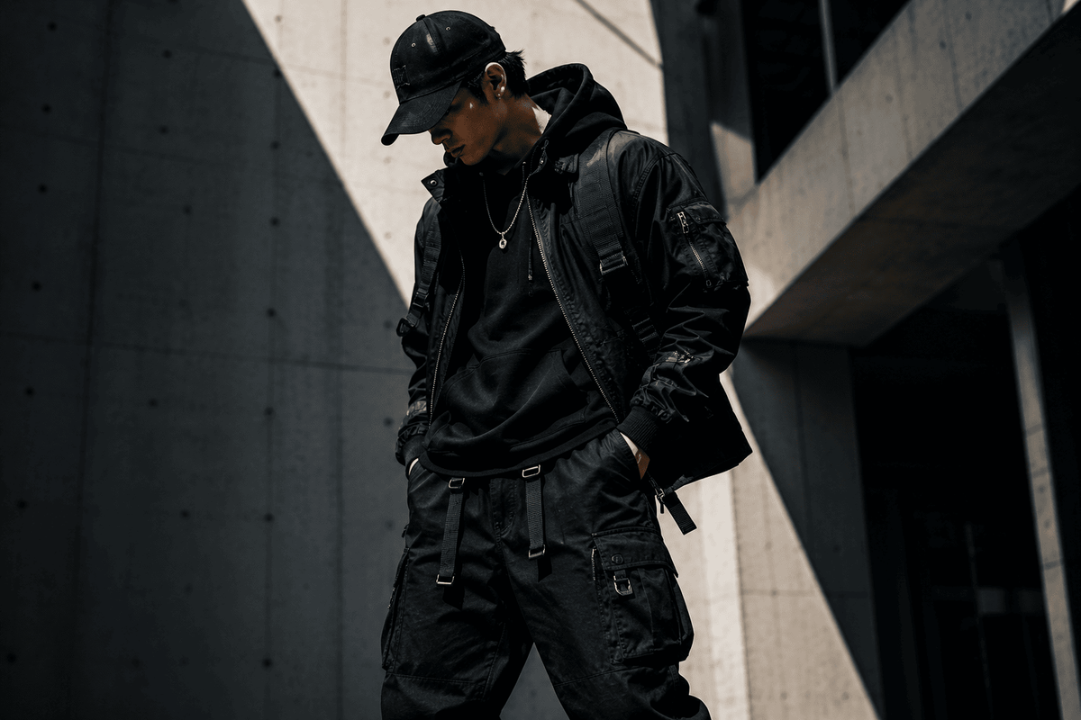 Identity-driven streetwear portrait showing fashion as self-expression and personal symbolism.