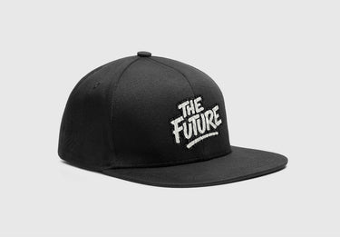 Black cap with 'The Future' text on a light gray background