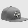 Grey snapback hat with white graffiti-style embroidered text THE FUTURE– Multiversity