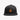 Front view of black snapback cap with embroidered orange flame sigil