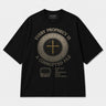 Multiversity Prophecy Sigil Tee in black with distressed gold sigil graphic, front view